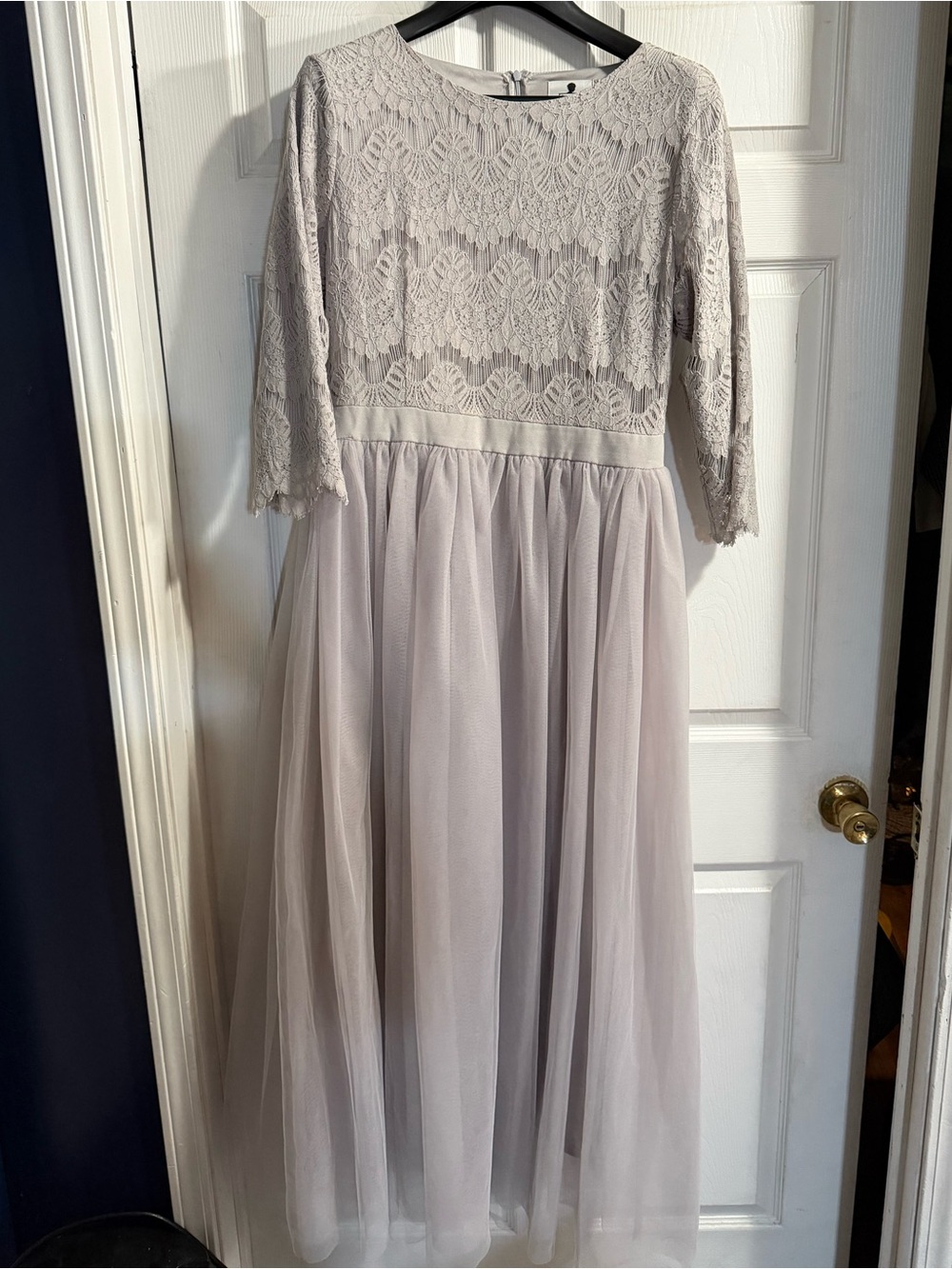 Dainty Jewells Lace Bodice Tulle Skirt Dress in Light Gray size XL